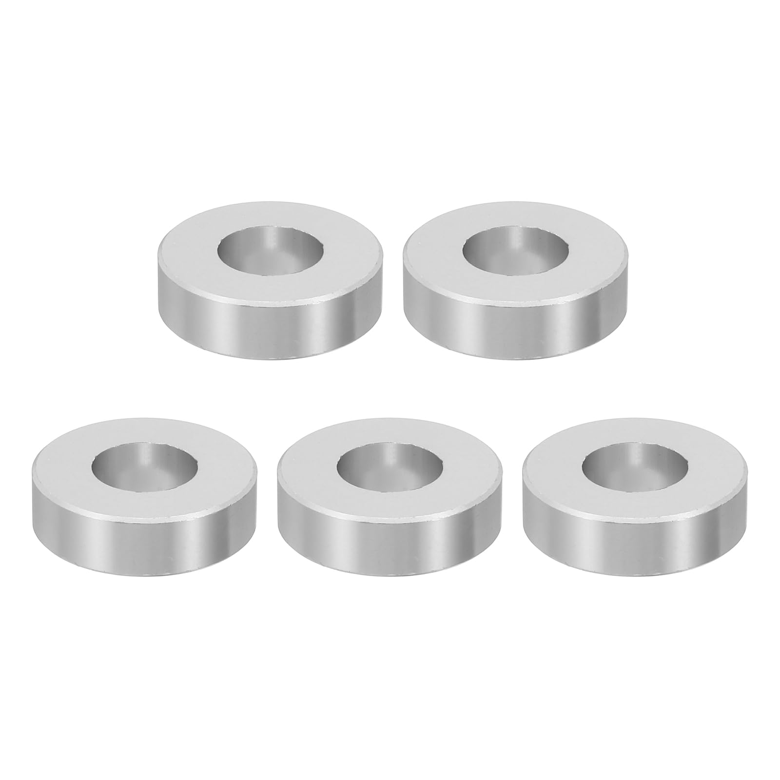 PATIKIL M12 Aluminum Spacers, 5 Pcs Metal Spacer Aluminum M12 X1"OD X1/4"L Aluminum Spacer Screw Standoff Round for 1/2" or M12 Screw Bolts, Silvery