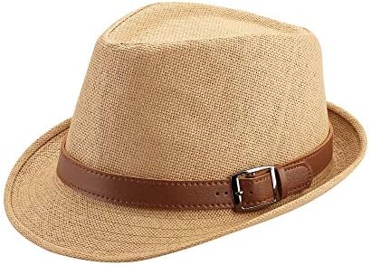 2 Pack Straw Fedora Hats for Men and Women, Short Brim 