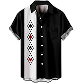 Hodaweisolp Men's Casual Short Sleeve Button Down Bowling Summer Loose Hawaiian Beach Shirts