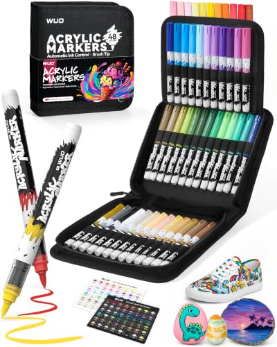 WUO 48 Pack Acrylic Paint Markers with Automatic