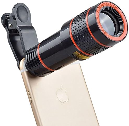 Cell Phone Camera Lens, 12X Zoom Telephoto Universal Clip On Lens Kit for iPhone 7/6S/6 Plus/5/4,Samsung, Android and Other Phones