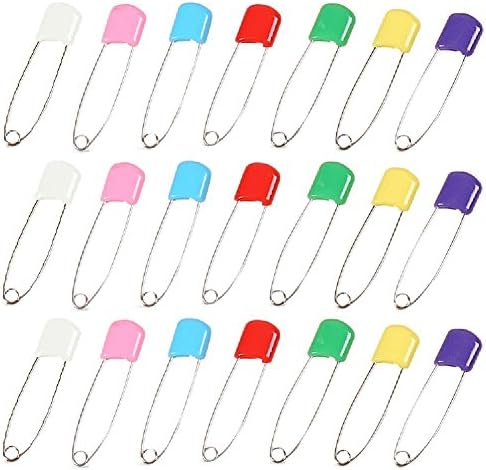 Plastic Head Baby Safety Pin Diaper Pins 1.5inch Cloth Nappy Safety Pins,Pack of 100 (Assorted Color)