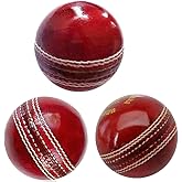VikingOaksLLC Grade-A Cricket Leather Balls, Waterproof Leather, 5.5 oz, Red, Set of 3 Balls