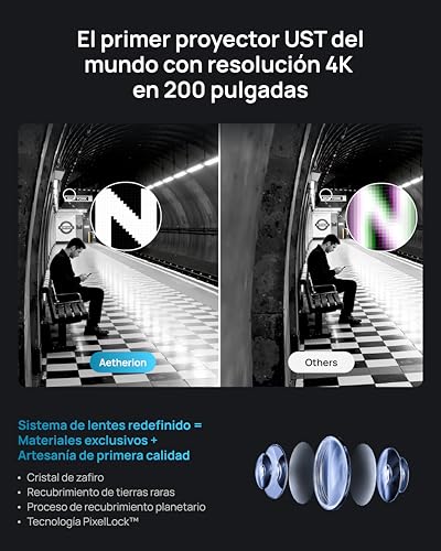 AWOL Aetherion Pro Ultra Cotra Distance RGB 4K Laser Projector, 2600 ISO Lumens, PixelLock Clarity, Dolby Vision, 110% Rec.2020, Low 1ms Input Delay, Home Theater Projector