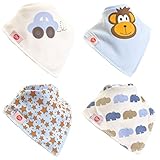 Zippy Fun Baby and Toddler Bandana Bib - Absorbent 100% Cotton Front Drool Bibs with Adjustable Snaps (4 Pack Gift Set) Boys Cute