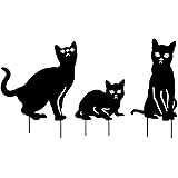 hogardeck Halloween Decorations Outdoor Metal Cat, Set of 3 Decorative Garden Stakes Silhouette Yard Stakes Garden Decor Outd