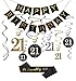 21st Birthday Decorations .Kit*Happy Birthday Banner, 12Pc Sparkling 21 Hanging Swirl Decorations,