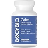 BodyBio Calm - Natural Stress Relief Blend with Rhodiola, Glycine & Phosphatidylserine - Supports Relaxation, Mental Focus & Balanced Cortisol - Non - Drowsy Formula