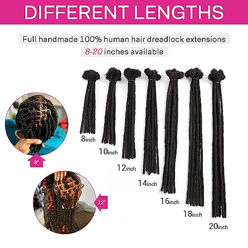 Orientfashion Locks Natural Hair, Dreadlocks Natural Handmade Locks Human Hair Extension for Men/Women (12 Inches 0.5 cm 20 Locs #Natural Black)