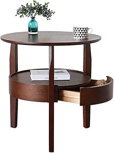 LiRuiPengBJ GWDJ Mesa auxiliar de madera maciza, mesa auxiliar redonda