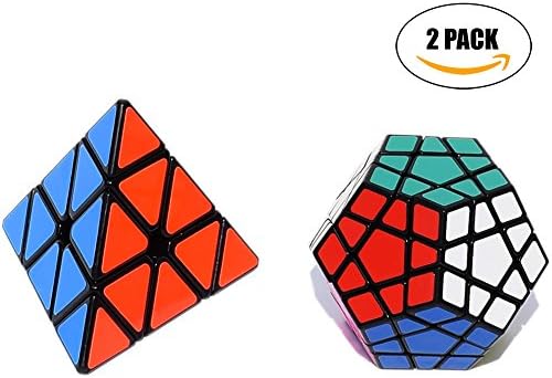 Speed Cube Bundle,2 Pack,Pyraminx Pyramid Speedcubing + Megaminx Speed Cube, Black