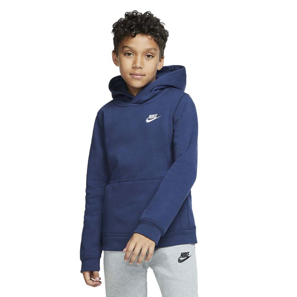 Nike Boy's Sportswear Club Hoodie, Blue (Midnight Navy/White), XS (122-128 CM)