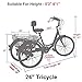 VANELL 24 Inch Tricycle 7 Speed Trike Cruise Bike – Adult 3 Wheeled Bicycle – with Large Size Basket and Tools – Tricycle for Adult Women Men for Shopping Exercise Recreation (Cyan-Yellow)thumb 2