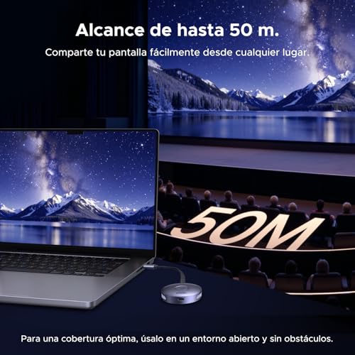 UGREEN Transmisor Receptor Inalámbrico Magnético Portátil USB-C a HDMI, Transmisión 5G de 1080P a 60 Hz, Compatible con Smartphones, Tablets, Portátiles y PC a TV, Monitores y Proyectores (50M/164ft)