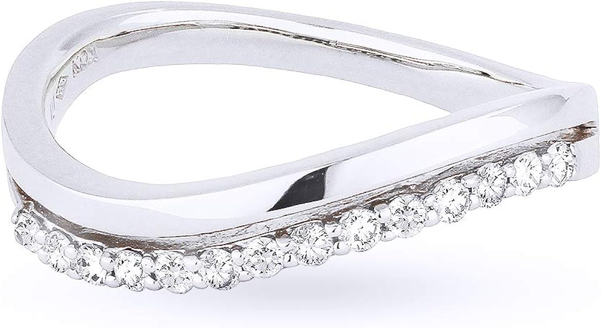 Amazon.com: 14K White Gold 0.21ct White Diamond Stackable Ring