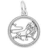 Leo Charm In 14k White Gold, Charms for Bracelets