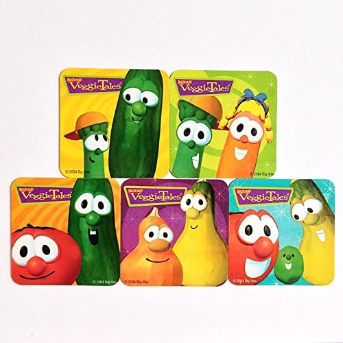 Veggie Tales 5 Refrigerator Magnets, Birthday Party Favors Fridge Set, Bob Larry