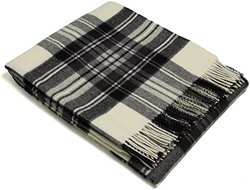 Tartan - Merino Lambswool - Dress Grey Stewart - Throw Blanket