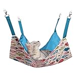 Pet Cage Hammock Bed, Reversible 2 Sides Small Animals Hammock for Puppy Cat Kitten, Ferret, Bunny, Rabbit, Rat Hammock Comfortable Pet Hanging Bed, Soft Sleepy Pad, Sleeping and Resting Hammock-Blue