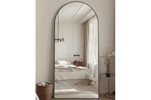 LadyNow Full Length Mirror, 71"x28" Arched Floor Mirror Freestanding, Floor Standing Full Body Mirror with Stand for Bedroom, Hanging Mounted for Living Room Cloakroom, Black
