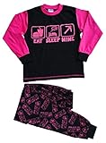 Girls Eat Sleep Mine Pajamas All Over Print 7 to 14 Years Pink (7-8 Years)