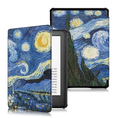 Capa Para Kindle Paperwhite 12ª Geração 7” (SA569P e SA568B) e Kindle Colorsoft 1ª Geração (SA58CB e SA59CP) – Auto Hibernação – Fechamento Magnético e Encaixe Perfeito (Van Gogh - Noite Estrelada)