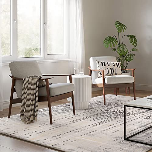 Leesentec Carpet Rug Modern Abstract Rugs for Living Room Short Pile Soft Carpet Bedroom Modern Large Area Rugs for Living Room Non-slip Carpet Floor Mat Home Decor (Beige Grey, 160 x 200 cm)
