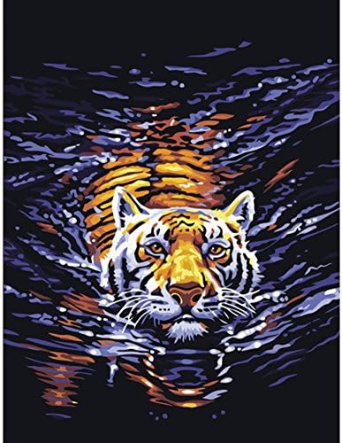 5D Diamond Embroidery Painting Tiger in Water,JoyStreet DIY Rhinestones Paintings Cross Stitch Home Decor Best Gifts (Frame Not included) 30x38CM