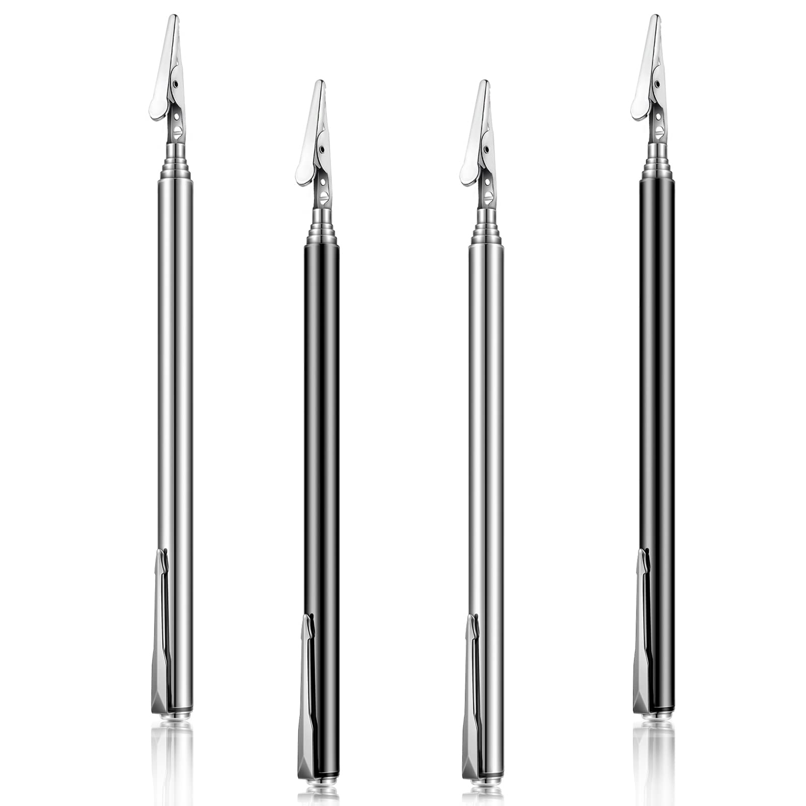 Photo 1 of Teling 4 Pieces Telescoping Alligator Clip Extendable Bracelet Helper Tool Telescoping Alligator Clip for Mechanics Home Automobile Repairing Jewelry Fastening (Silver, Black)