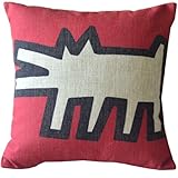 Modern Keith Haring Creative Abstract Animal Painting Red Beige Sofa Simple Home Decor Design Throw Pillow Case Decor Cushion Covers Square 18*18 Inch Beige Cotton Blend Linen