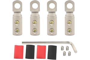 TIALECCI 8 AWG Wire Terminal Connector 5/16 Ring Wiring Connectors for Battery Bank Inverter Projects Car Audio Amplifier 4PCS with Dual Wall Heat Shrink Tubing