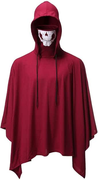 Halloween Costume, Cloak Skull Mask Hooded Cloak Solid Color Men