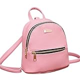 Duseedik Women Leather Backpack Girls School Rucksack College Shoulder Satchel Travel Bag Fashion Mini Cute Portable bag (Pink)