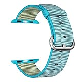 MXY Fine Woven Nylon Strap Replacement Wrist Classic Bracelet Watch Band For Apple iWatch Series 1 Series 2 (38MM-Scuba Blue)