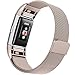 Maledan Replacement Metal Bands for Fitbit Charge 2, Stainless Steel Milanese Bracelet Strap with Magnet Lock for Fitbit Charge 2 HR, Champange Small