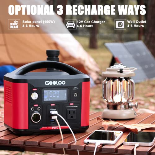 GOOLOO Portable Power Station P300, 281Wh Backup Lithium Battery AC