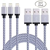 Everdigi iPhone Cable 3Pack 10FT Nylon Braided 8Pin Lightning to USB Charger with Aluminum Connector, Compatible with iPhone 7/7 Plus/6/6s/6 Plus/6s Plus/5C/5S/5/SE, iPad /iPod & More (White)