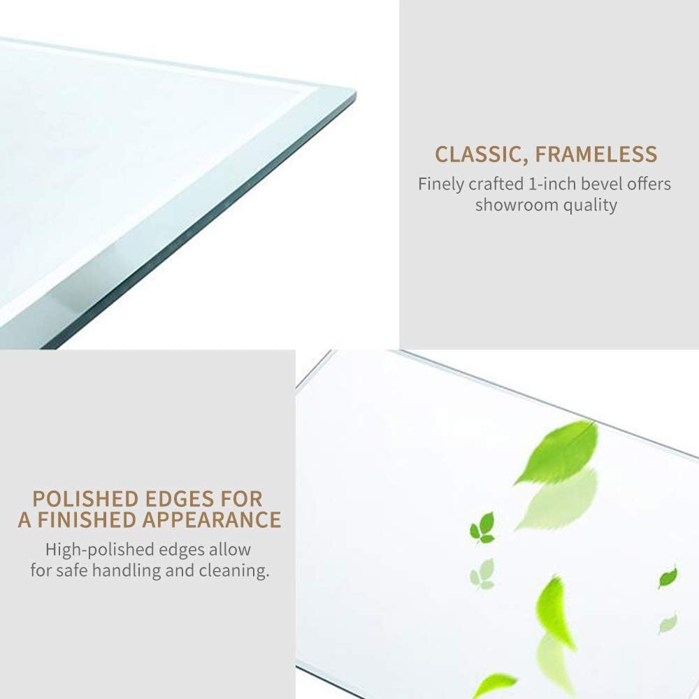 MEMOLIN Frameless Wall-Mounted Mirror Large Simple Rectangular Streamlined with 1 Inch Beveled Polished Edge Vanity Glass Panel Vanity, Bedroom, or Bathroom, 16"x24": Home & Kitchen