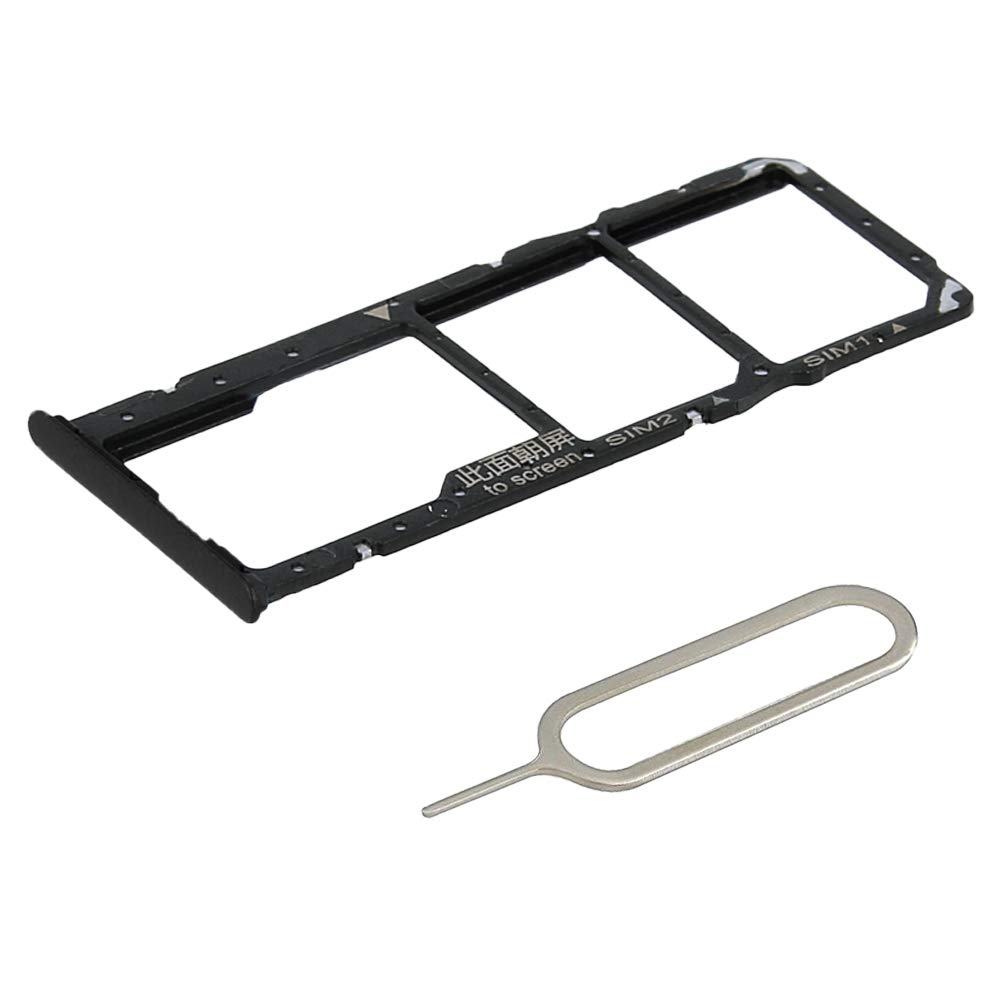 MMOBIEL DUAL SIM Card Slot Tray Holder Replacement Compatible with Huawei Y9 2018 - Incl. SIM Pin - Black