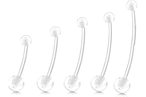 Pregnancy Maternity Belly Button Rings, 5Pcs Flexible Long Bar Navel Rings Retainer Body Piercing, Novelty Retai