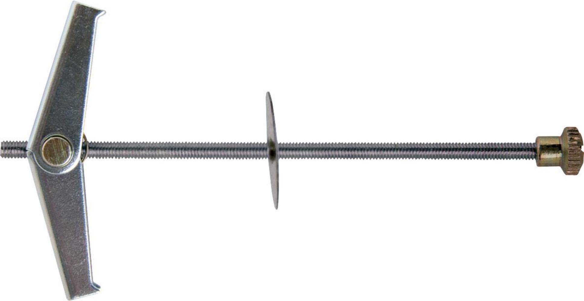 TOX Federklappdübel Spagat M4, galvanisch verzinkt, automatischer Klappdübel, bei Hohlräumen, inklusive Unterlegscheibe aus Metall + Rändelmutter, 2 Stück im Blister, 024700061