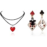 JAVARNV Red Heart Necklace Pendant Necklace Y2K Jewelry Puffy Heart Choker Red Accessories for Women Valentines Necklace