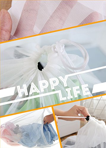 3 Pack White Drawsting Hanging Laundry Bags(1 X-Large,1 Medium,1 Small)Thicken Durable Sturdy Collapsible Fine Mesh Wash Bag Organizer Clothes Washing Machine Aid - Thumbnail 2