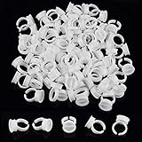 Adecco LLC 100Pcs 2 Slot Disposable Plastic Nail Art Tattoo Glue Pallet Holder Eyelash Extension Rings Adhesive Pigment Holders Finger Hand Beauty Tools (L1)
