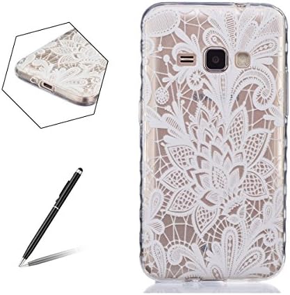 Feeltech Samsung Galaxy J1 (2016) SM - J120F Case Silicone Bumper Scratch-Resistant Cover Fit [White Lotus] Ultra Slim Thin Clear Soft Gel TPU Protective for Samsung Galaxy J1 (2016) SM -J120F