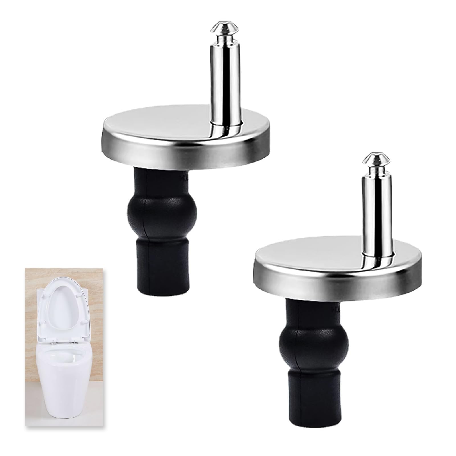 2 Packs Quick Release Toilet Seat Fixings, Universal Toilet Seat Top Fittings, Toilet Seat Hinges Fixings, Quick Release Top Fix Blind Hole Fittings for WC Toilet Blind Holes, Includes Nuts and Bolts