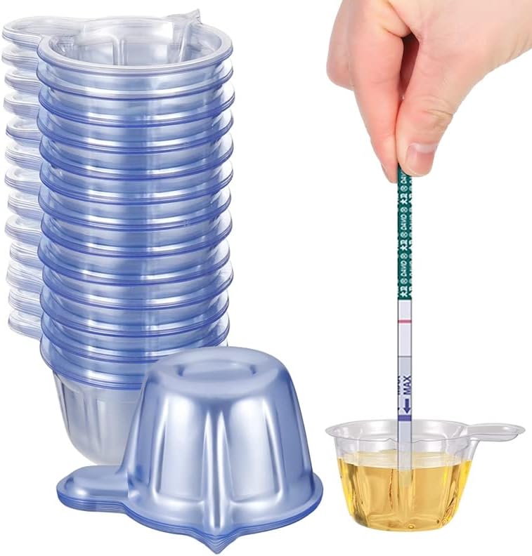 Pinenuts 60x 50ml Urine Collection Cups with Handle Disposable