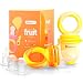 NatureBond Baby Food Feeder/Fruit Feeder Pacifier (2 Pack) - Infant Teething Toy Teether in Appetite Stimulating Colors | Bonus Includes All Sizes Silicone Sacs