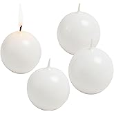 Biedermann & Sons Ivory Round Candles (Set of 4), Unscented Dripless Balls, 2.5" Spheres, 8 Hour Burn, for Mantels Shelves and Tabletop Displays