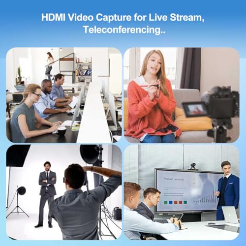 T Tersely Portable Audio Video Capture Cards, HDMI to USB 2.0 1080P 4K Record Via DSLR Camcorder Action Cam Link for High Definition Acquisition, Live Broadcasting, Video Conference, Teaching, Gaming